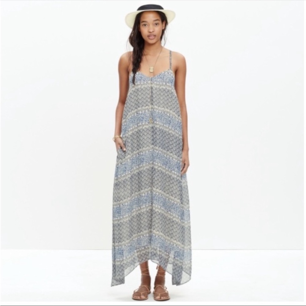 Madewell Blue Moroccan Tile Flowy Maxi Dress, size M